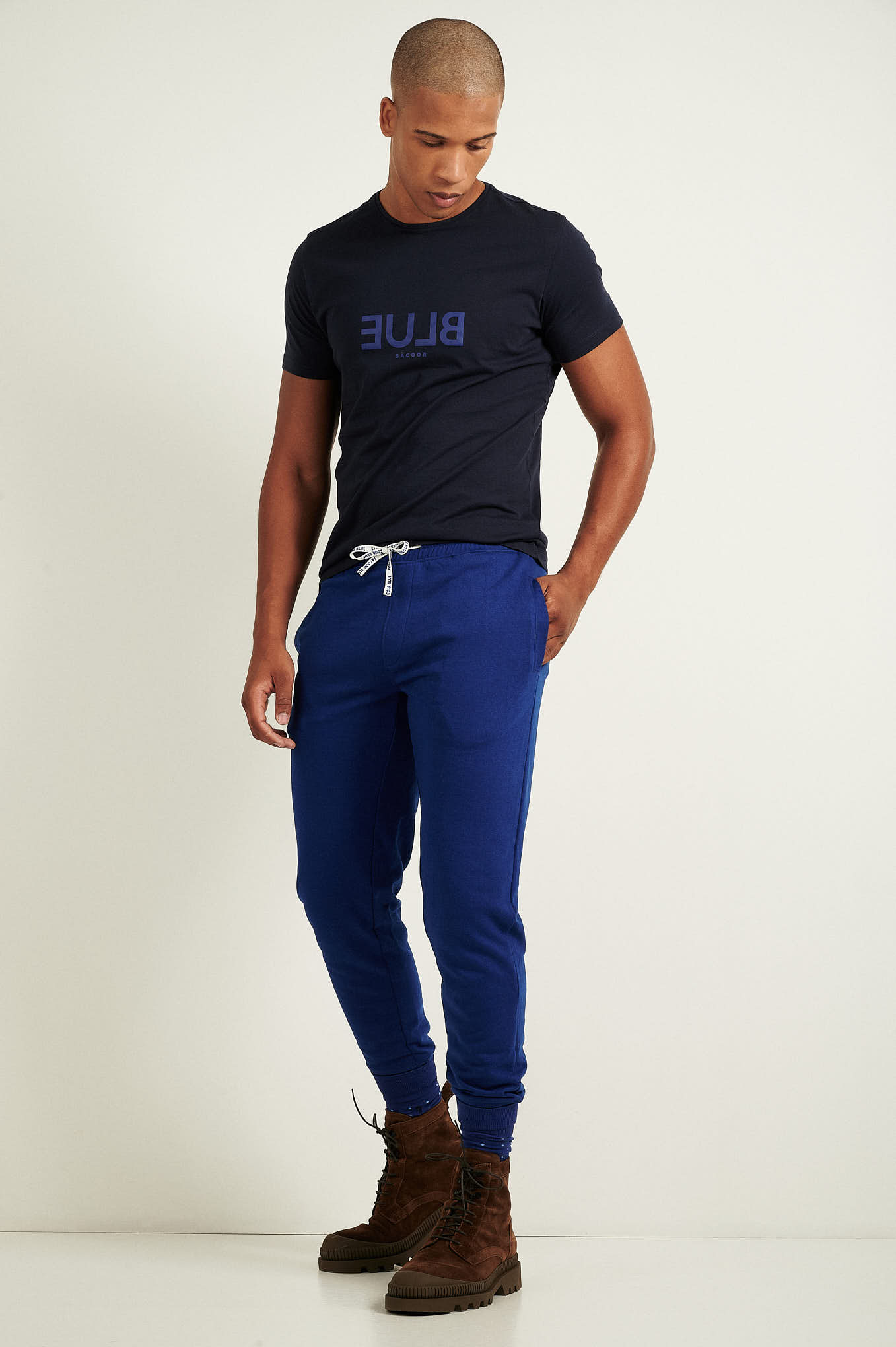 Sportswear Trousers Blue Casual Man