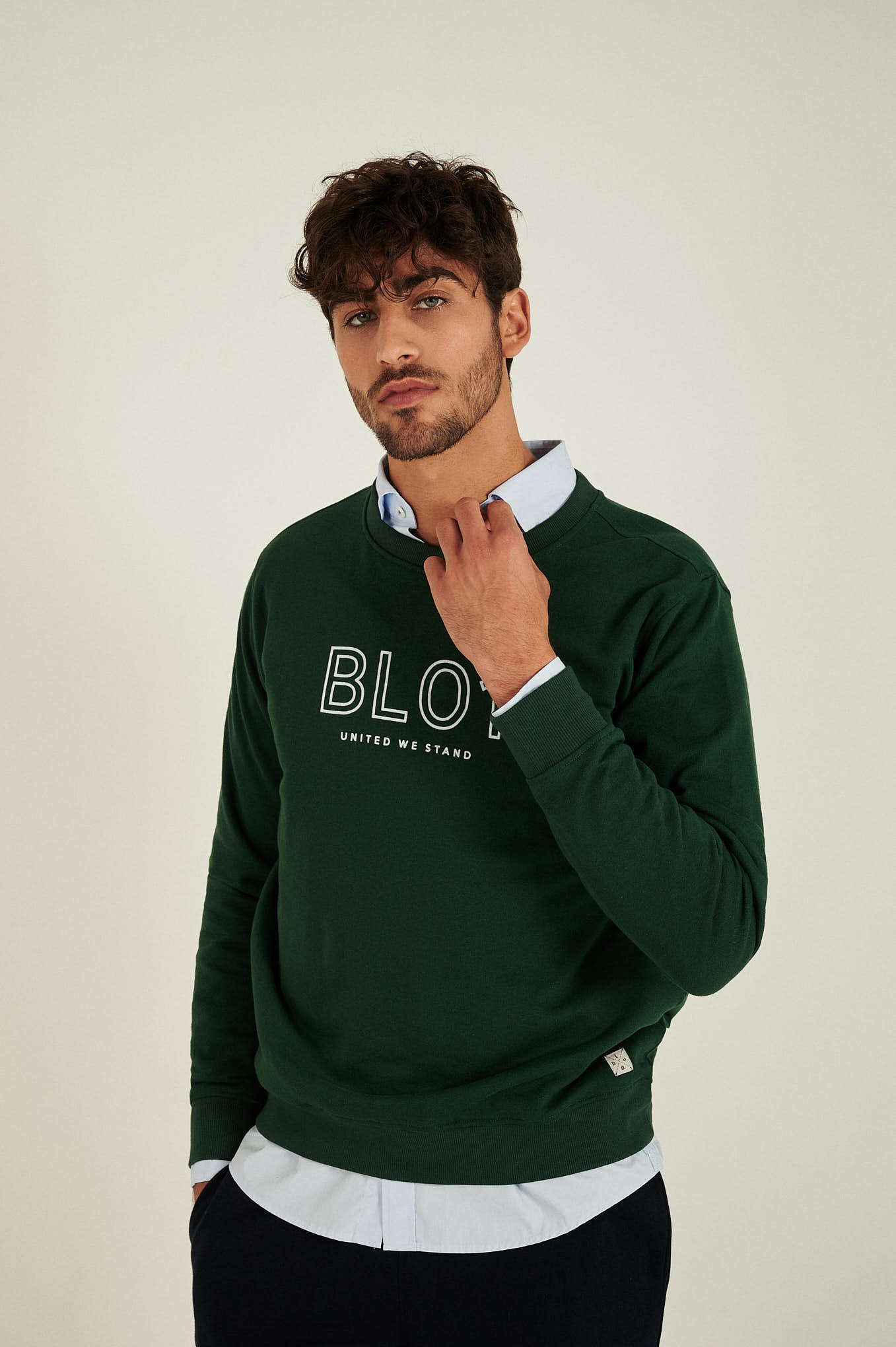 Sweatshirt Verde Casual Homem