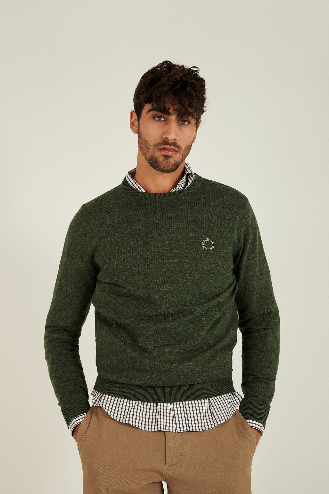 Sweater Dark Green Casual Man