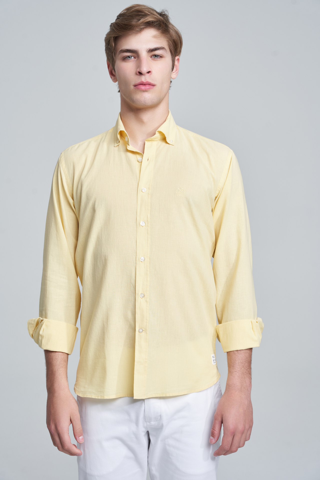 Shirt Sport Light Yellow Casual Man