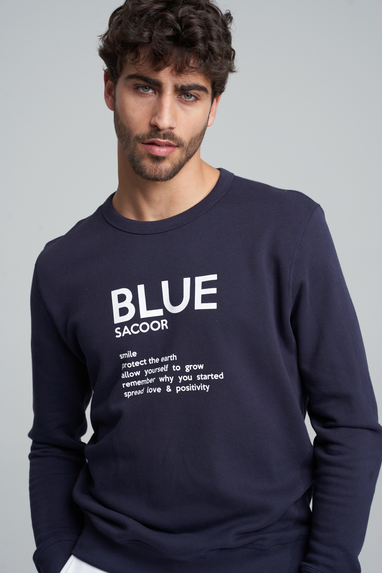Sweatshirt Dark Blue Casual Man