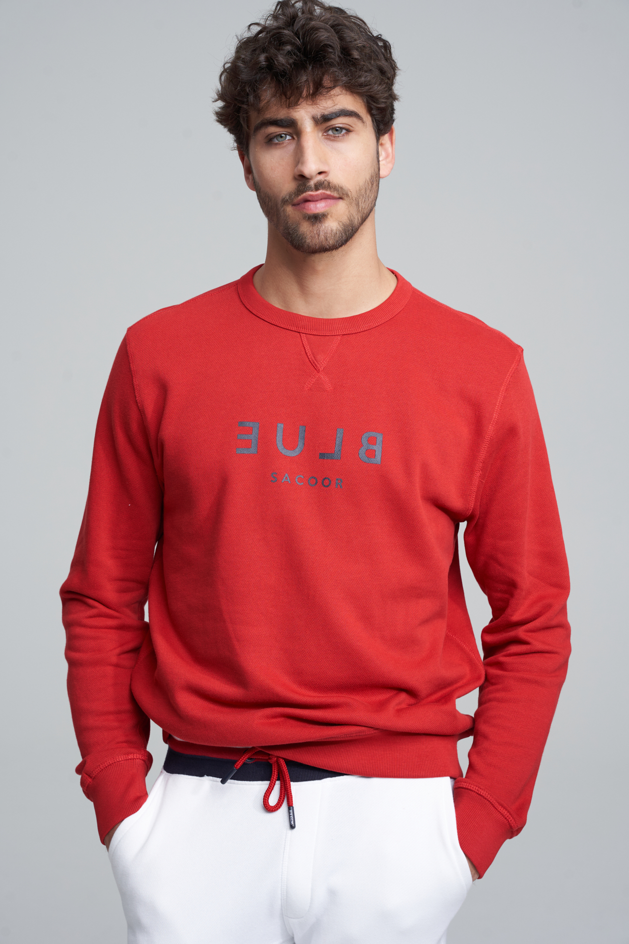 Sweatshirt Red Casual Man