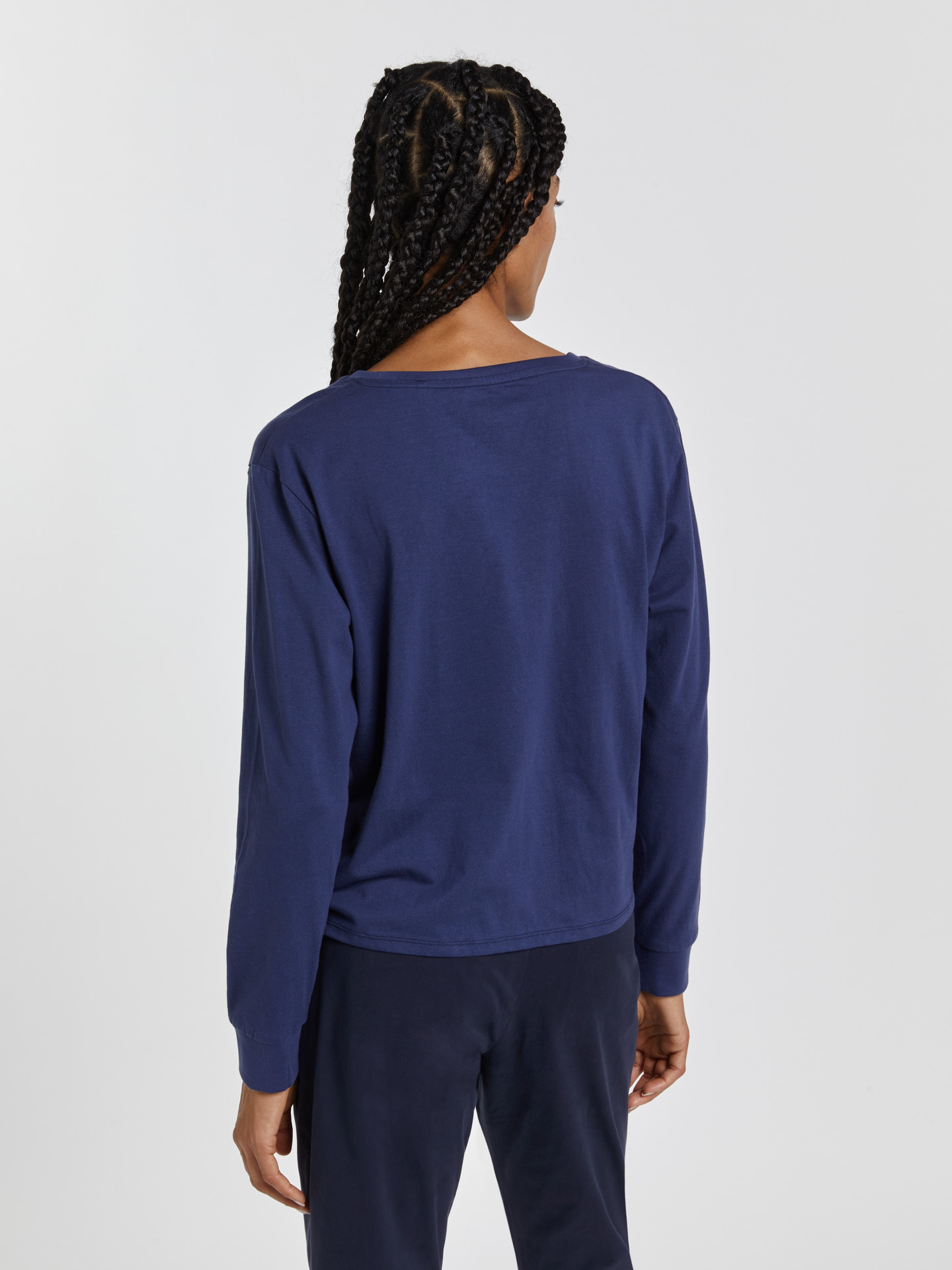 Long Sleeve T-Shirt Dark Blue Casual Woman