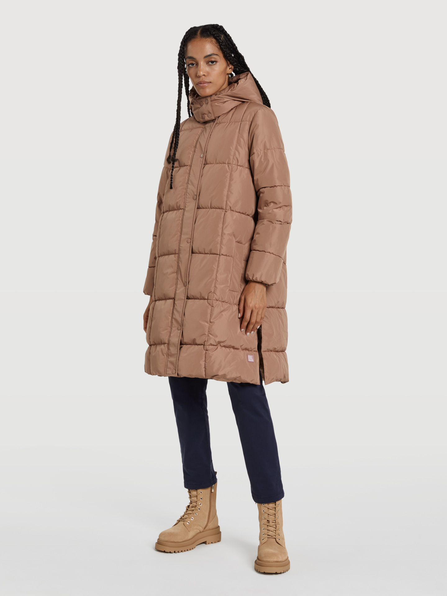 Parka Camel Casual Mulher