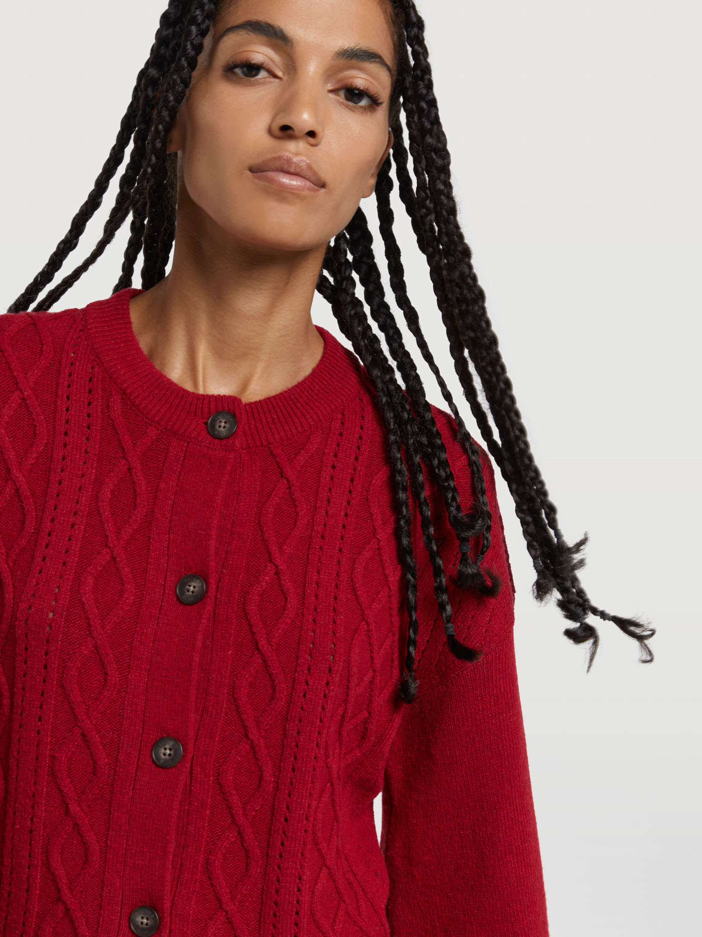 Cardigan Red Casual Woman