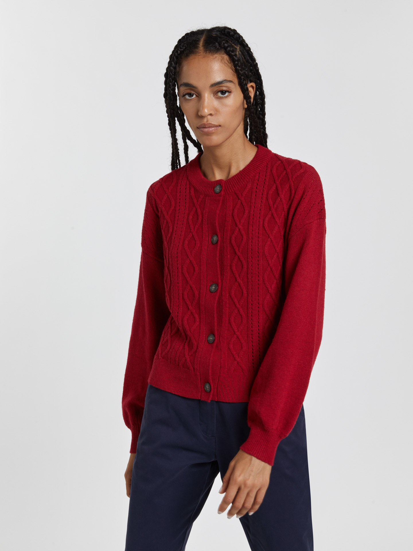 Cardigan Red Casual Woman