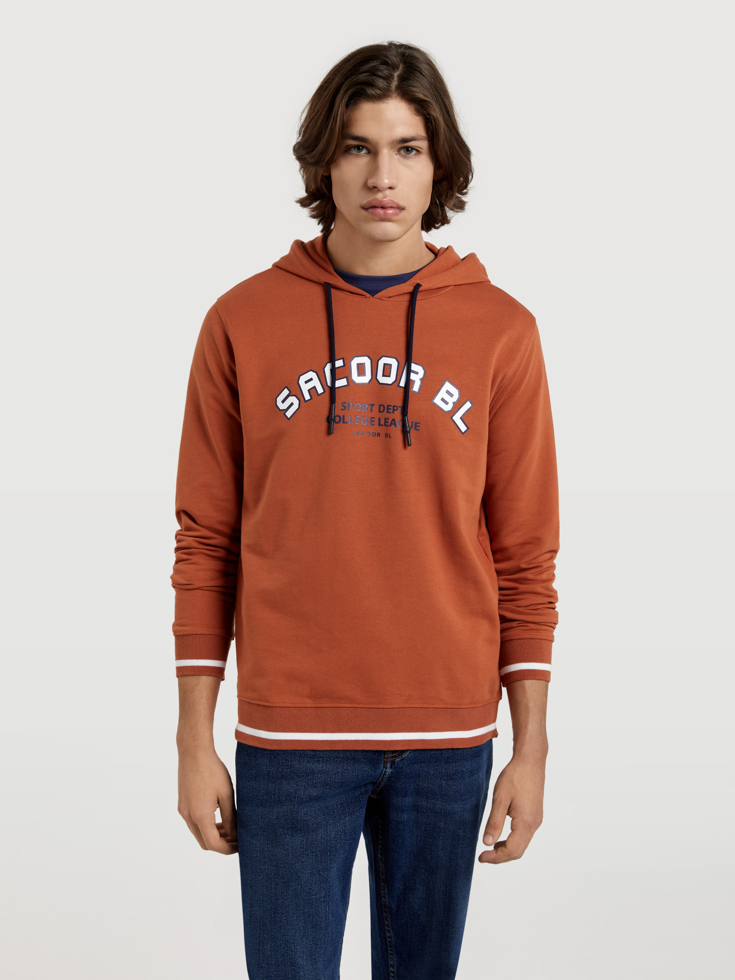 Sweatshirt Dark Orange Casual Man