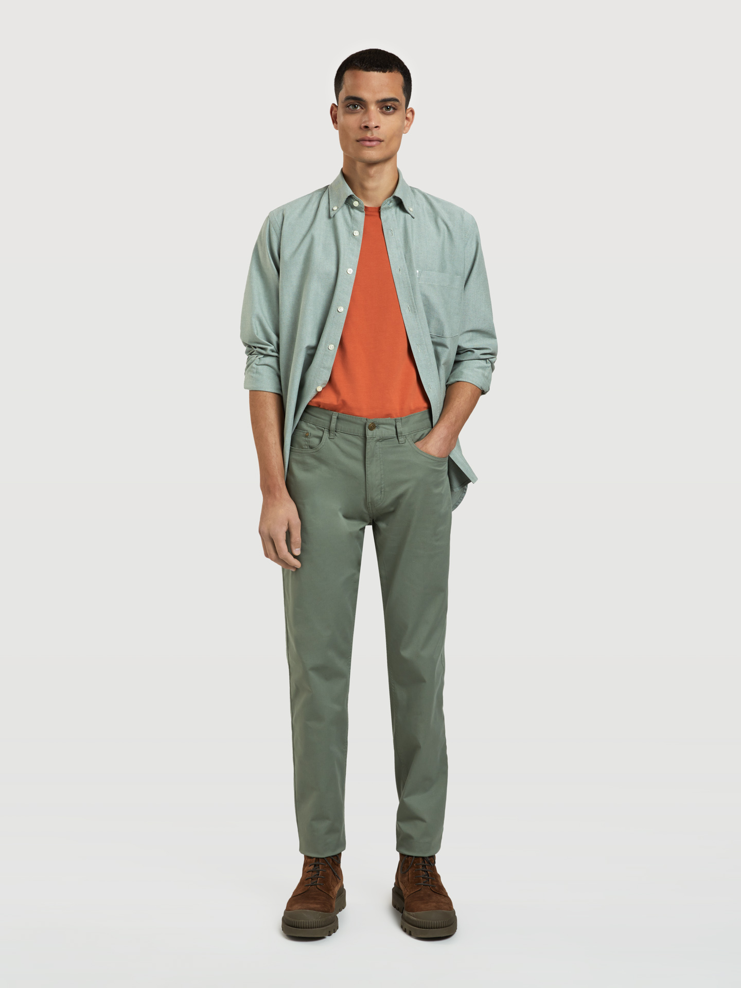 Five Pocket Trousers Light Green Casual Man