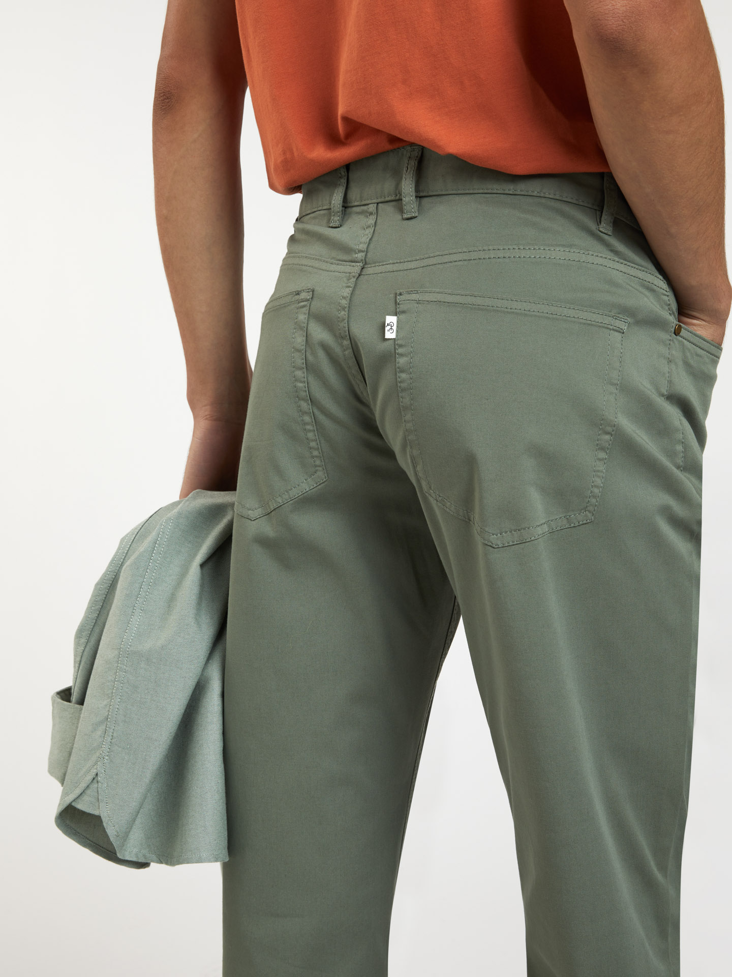 Five Pocket Trousers Light Green Casual Man