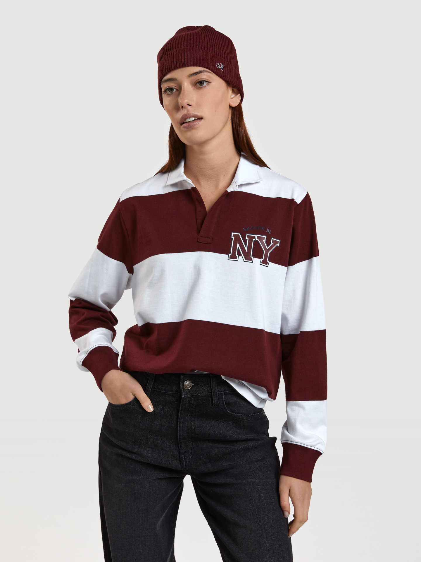 Polo Rugby Bordeaux Casual Mulher
