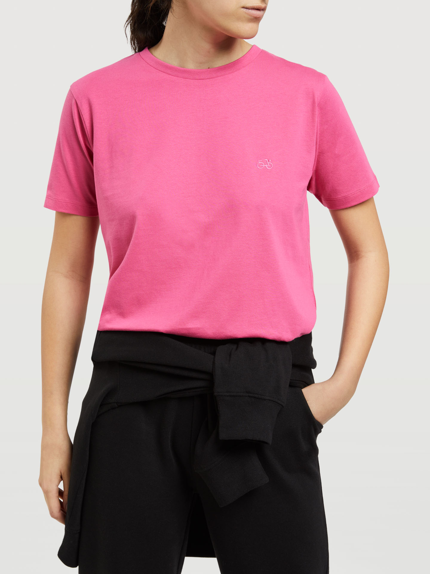 T-Shirt Rosa Choque Casual Mulher
