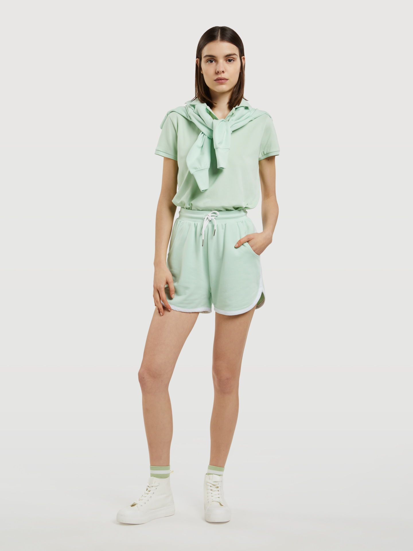 Sportswear Shorts Light Green Casual Woman