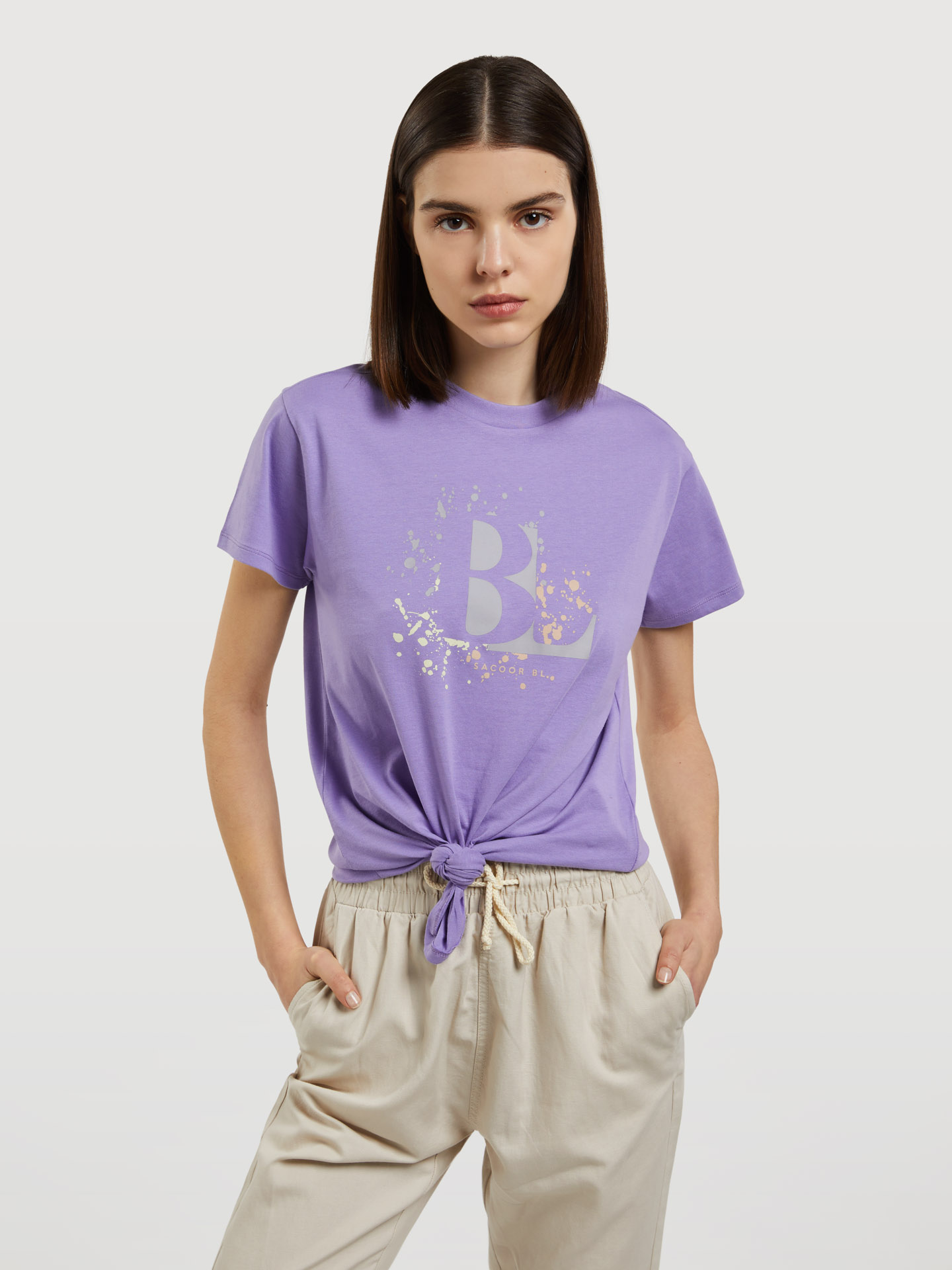 T-Shirt Purple Casual Woman