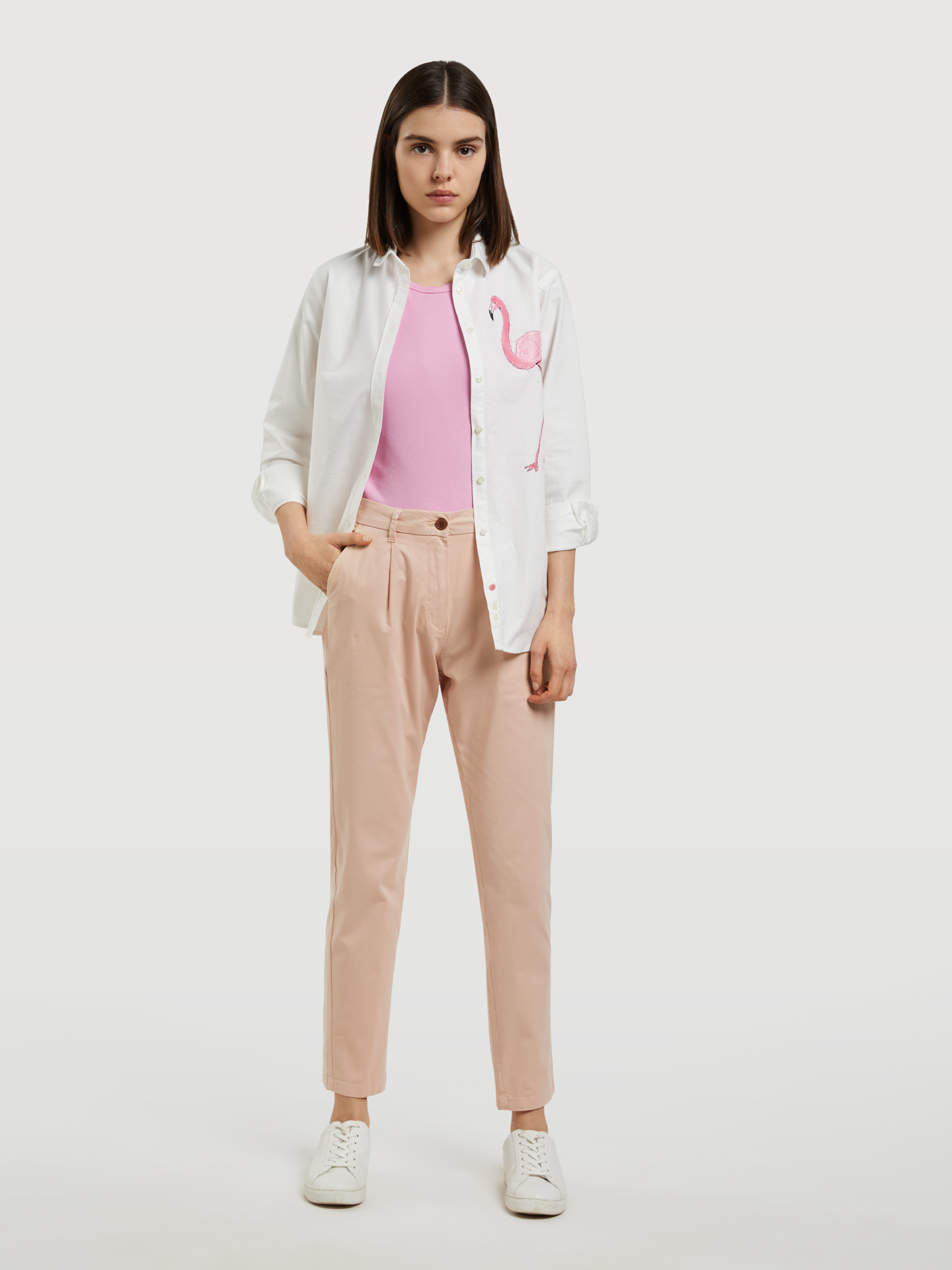 Chino Trousers Light Pink Casual Woman